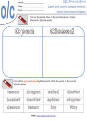 Esl Phonics World Open And Closed Syllable Worksheets